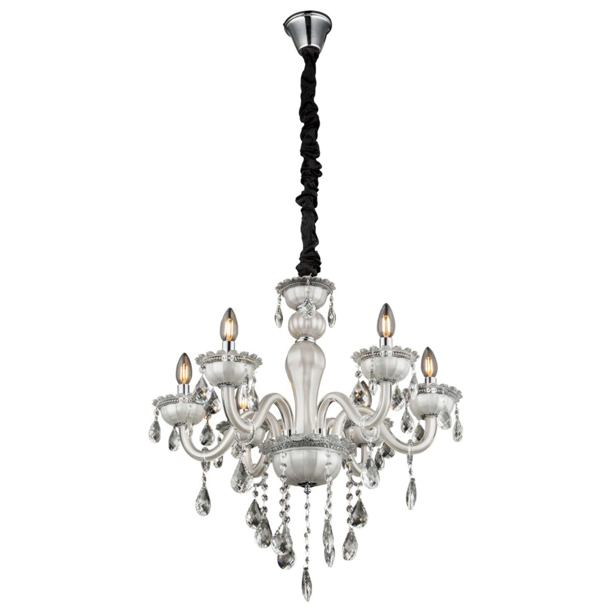 Żyrandol LAMPA wisząca TEEJAY 64118-6 Globo pałacowa OPRAWA świecznikowy zwis z kryształkami crystal maria teresa biały