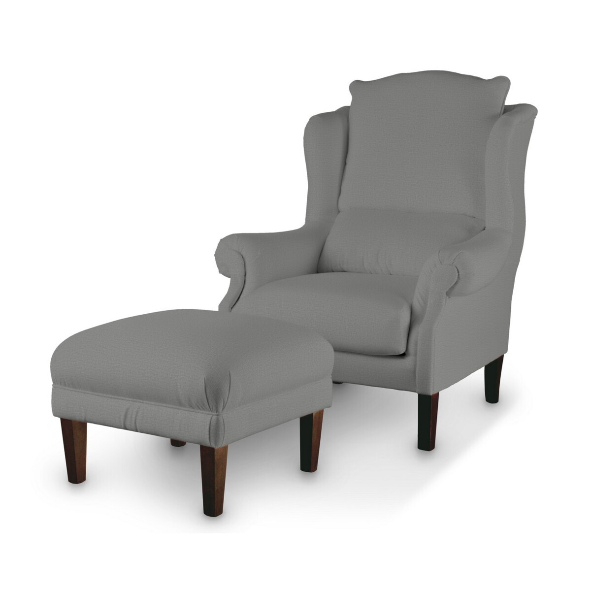 Podnóżek do fotela, ciemno szary welwet, 56 x 56 x 40 cm, Ingrid