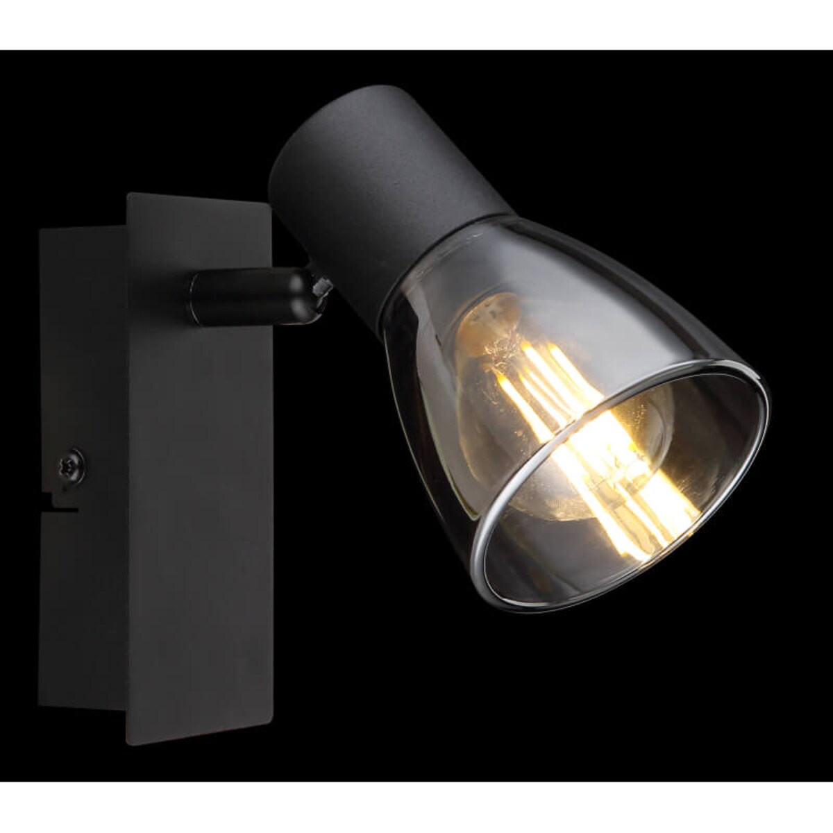 Lampa ścienna Claude 54307-1 z włącznikiem czarna przydymiona