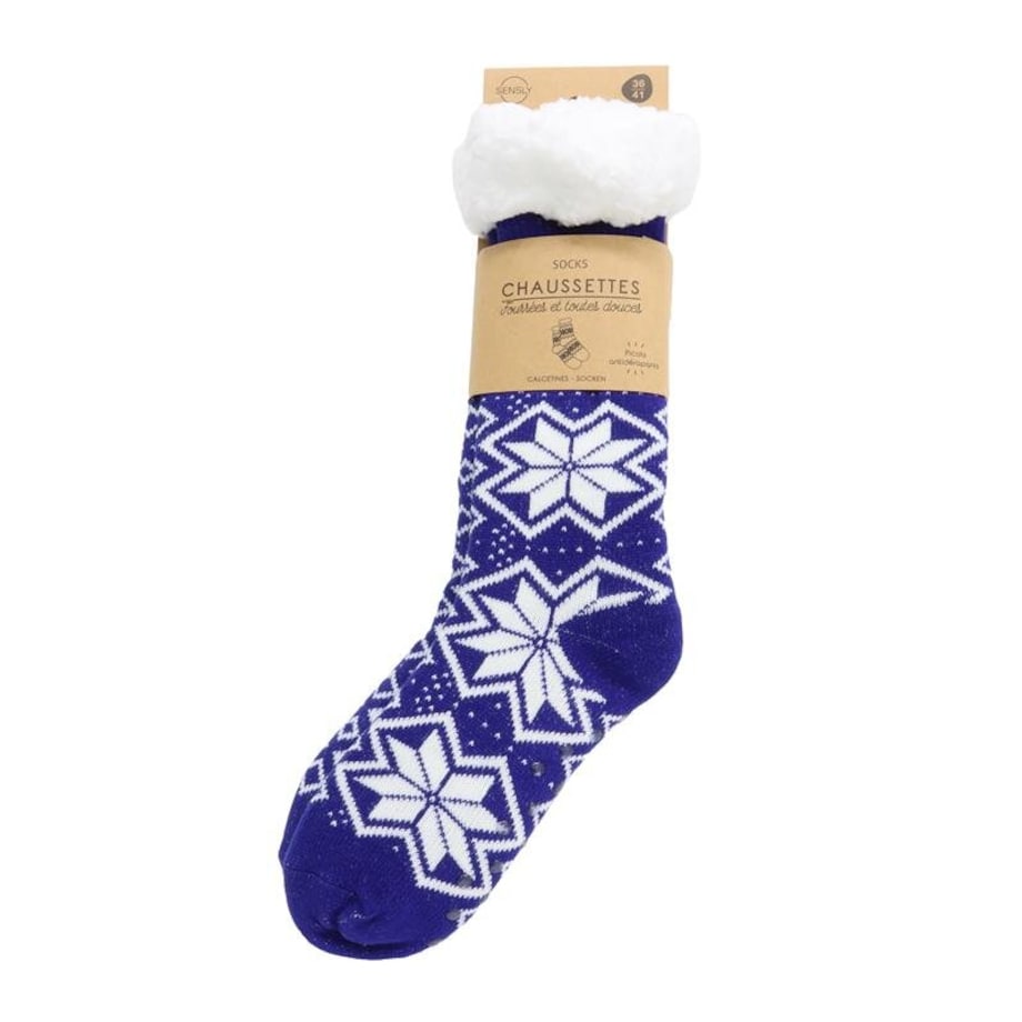 SKARPETY ZIMOWE rozmiar 36-41 niebieskie W ŚNIEŻYNKI