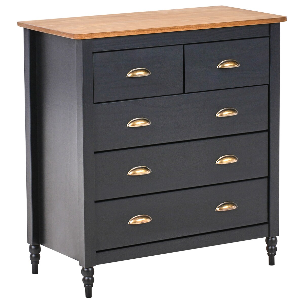 Komoda 5 szuflad SHILLINGTON Drewno sosnowe Czarny