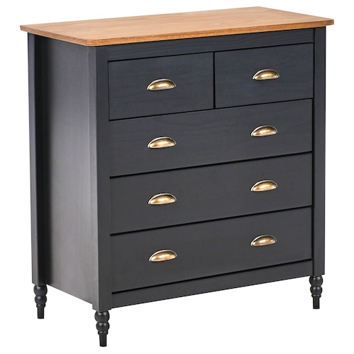 Komoda 5 szuflad SHILLINGTON Drewno sosnowe Czarny