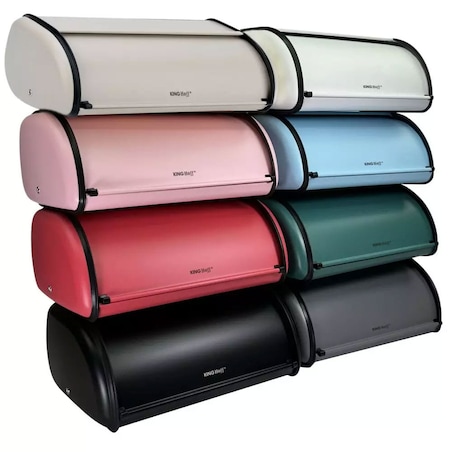 Chlebak stalowy mały 36cm czarny matowy pojemnik na chleb pieczywo bułki KINGHOFF