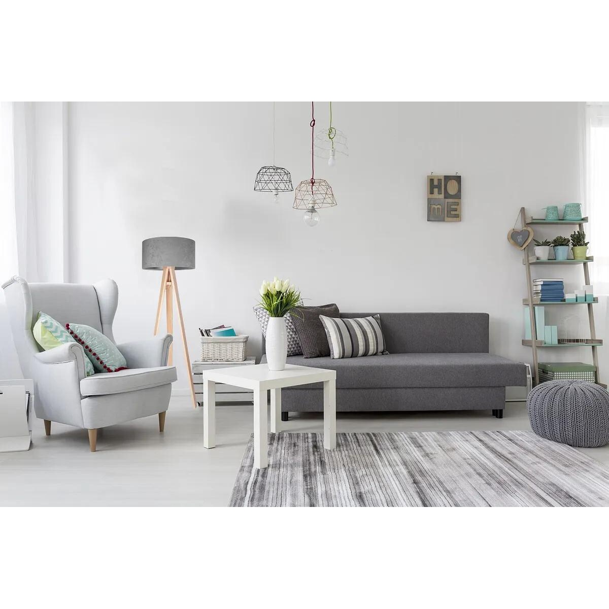 Lampa stojąca HOME 40 szara/srebrna/sosna