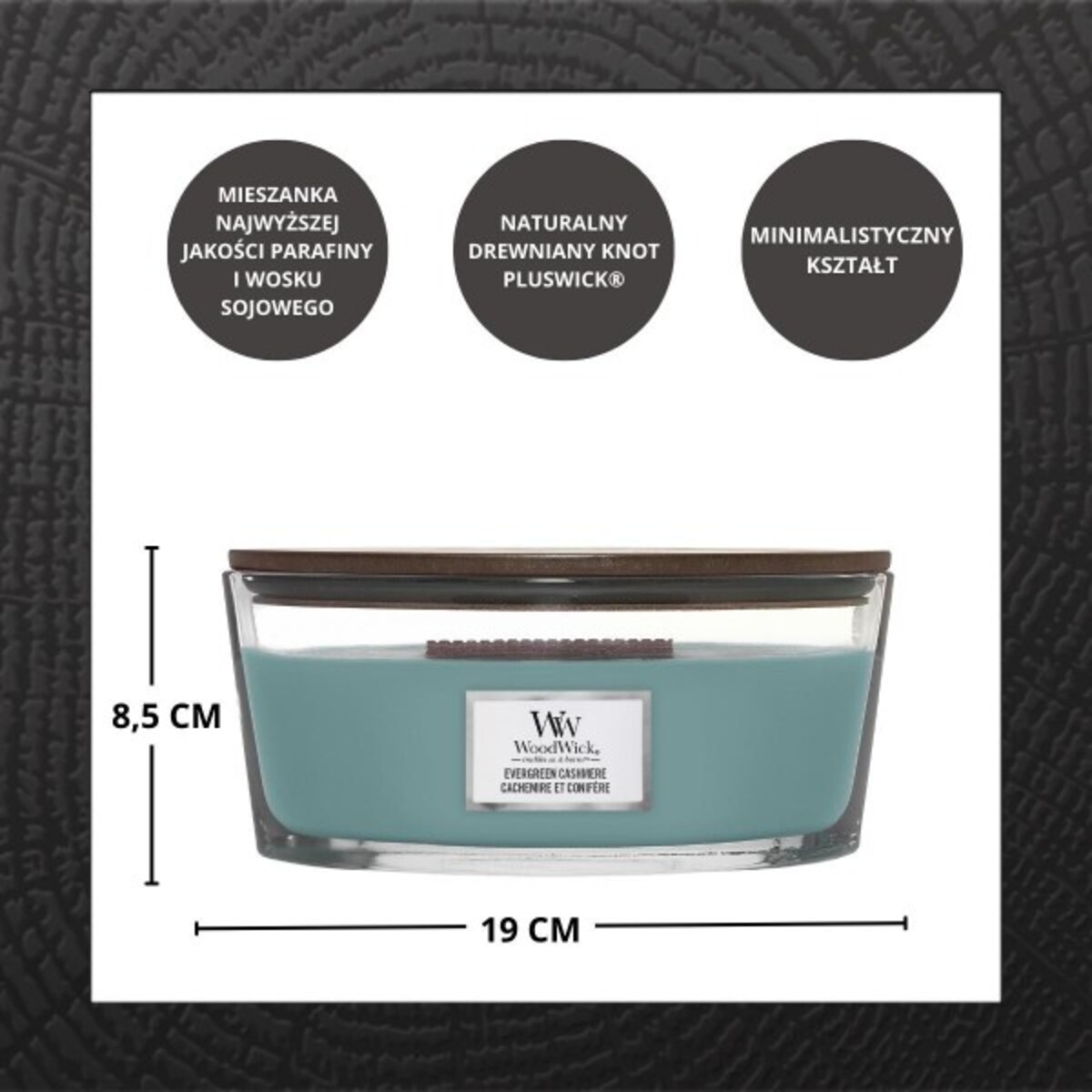 WoodWick świeca Elipsa EVERGREEN CASHMERE