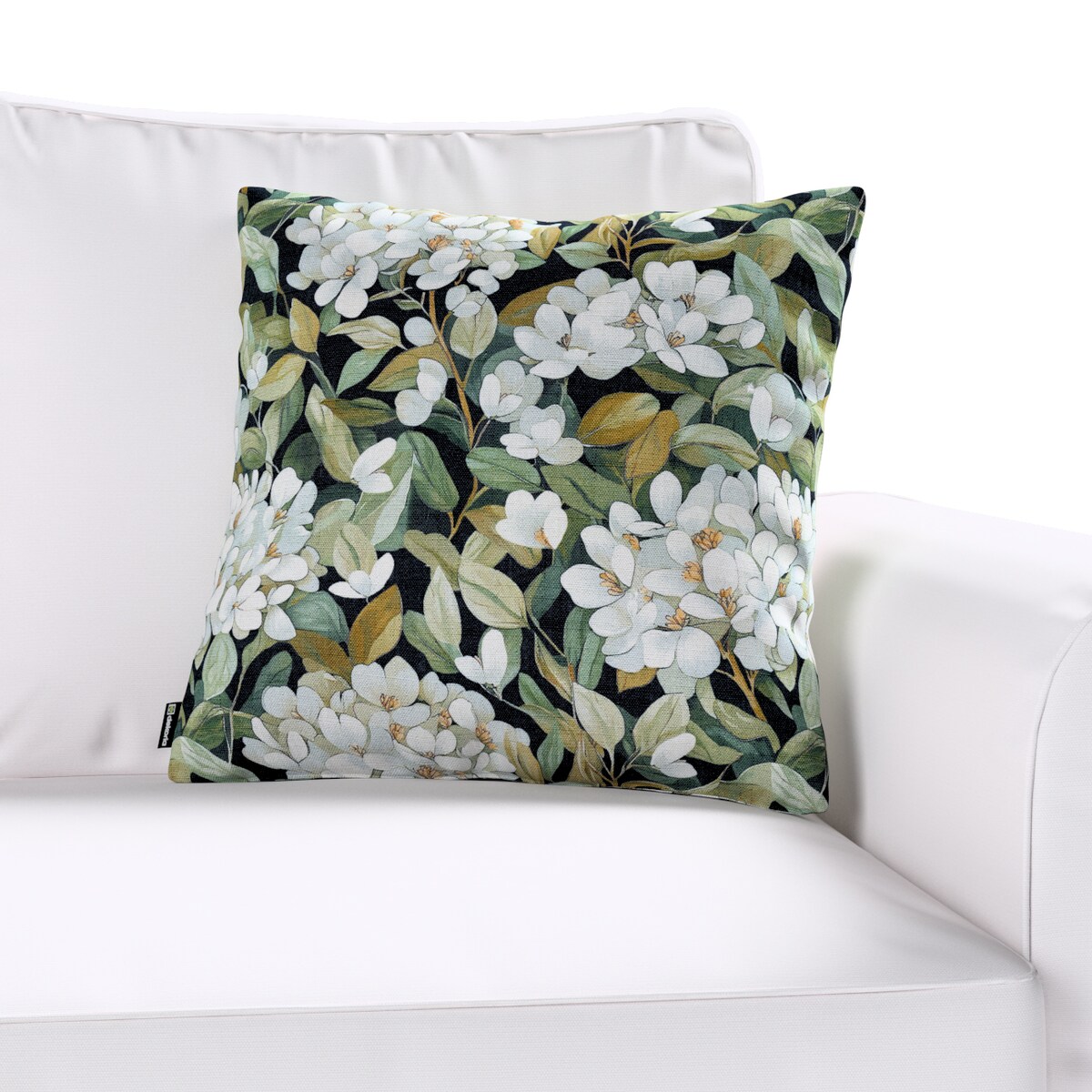 Poszewka Kinga na poduszkę 43x43 jasne kwiaty na czarnym tle