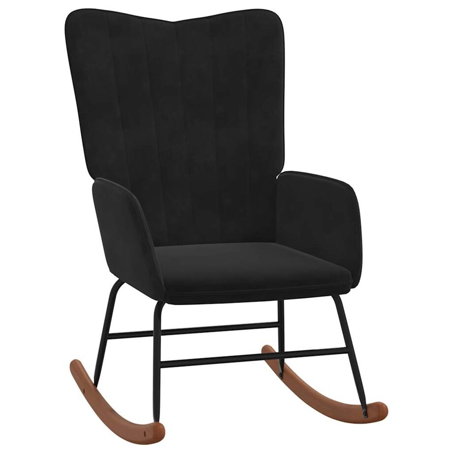 vidaXL Fotel bujany z podnóżkiem, czarny, obity aksamitem