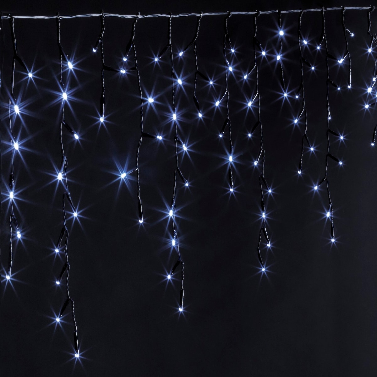Kurtyna świetlna, sople lodu, 120 LED, na baterie, kolor biały, tworzywo sztuczne