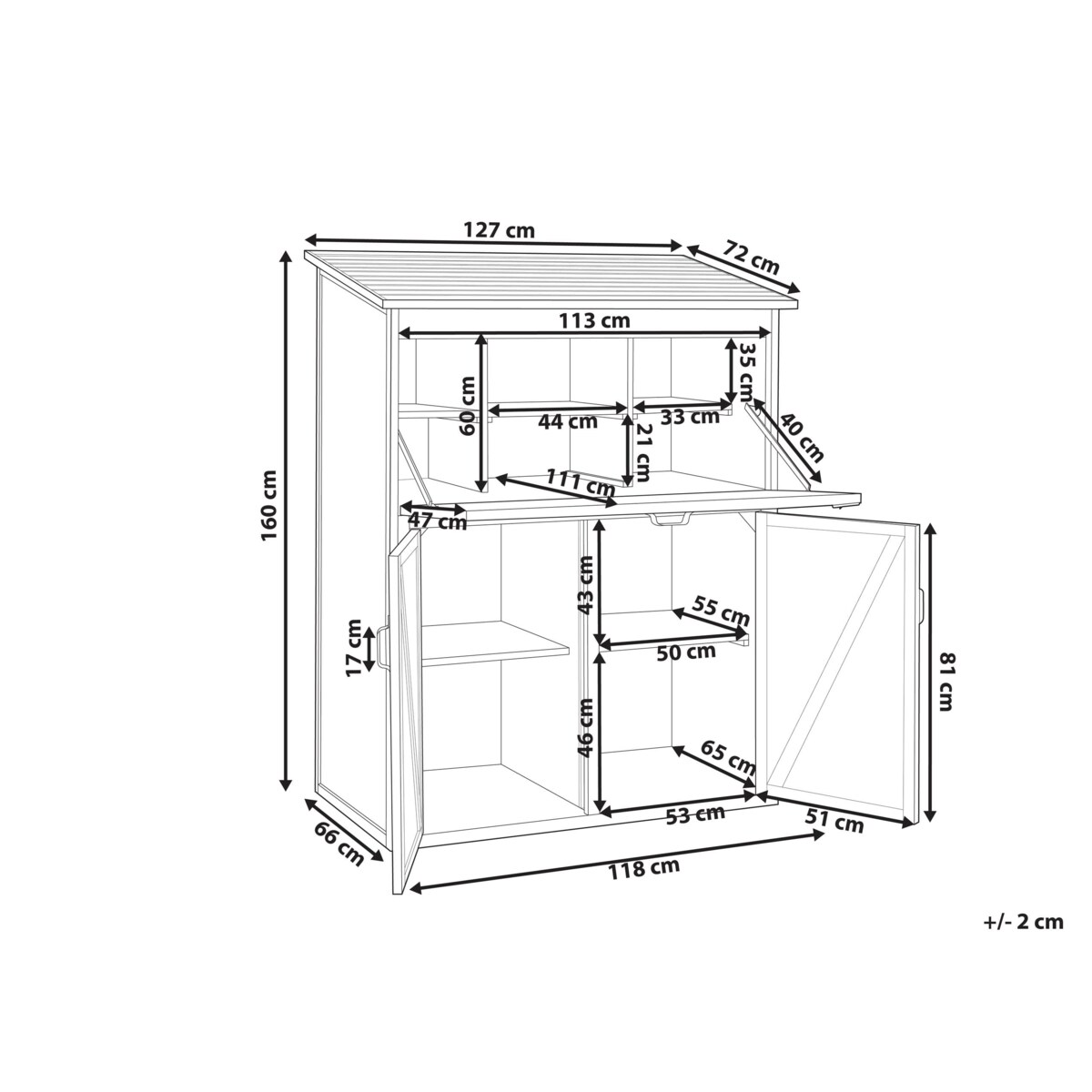 Schowek narzędziowy TOFFIA Drewno jodłowe 127 cm 66 cm Brązowy