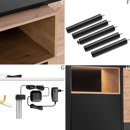 KONSIMO LOFTY Komoda w stylu loft na czarnych nóżkach