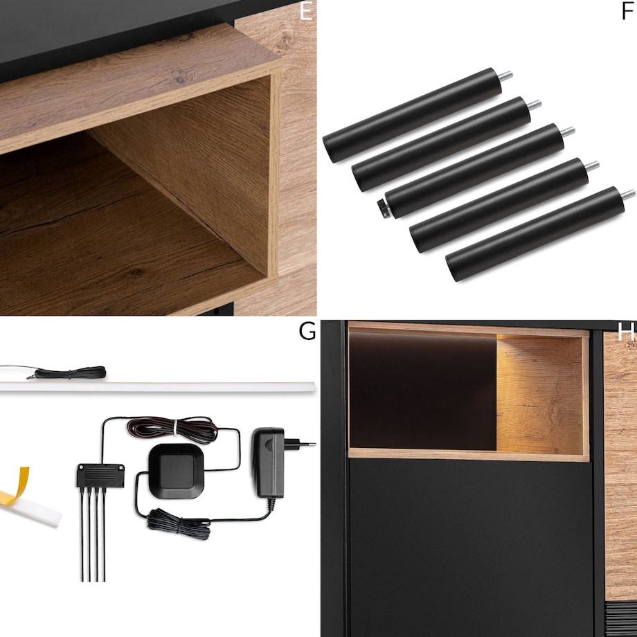 KONSIMO LOFTY Komoda w stylu loft na czarnych nóżkach