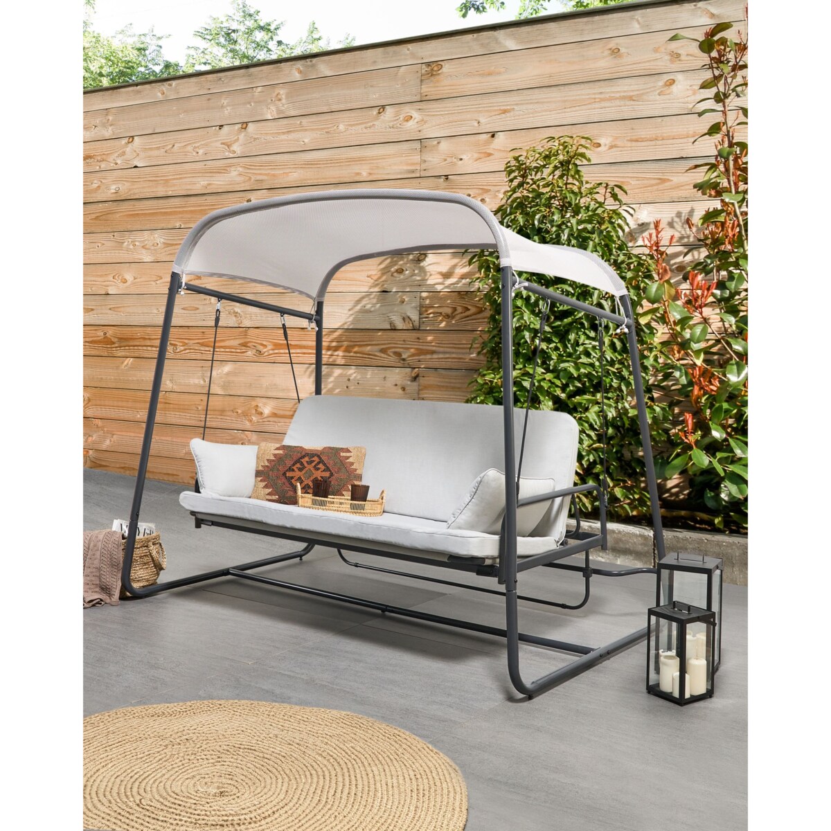 Huśtawka ogrodowa MARSCIANO Metal Jasnoszary