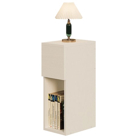 Szafka nocna biała z szufladą stolik z półką nowoczesny loft sypialni