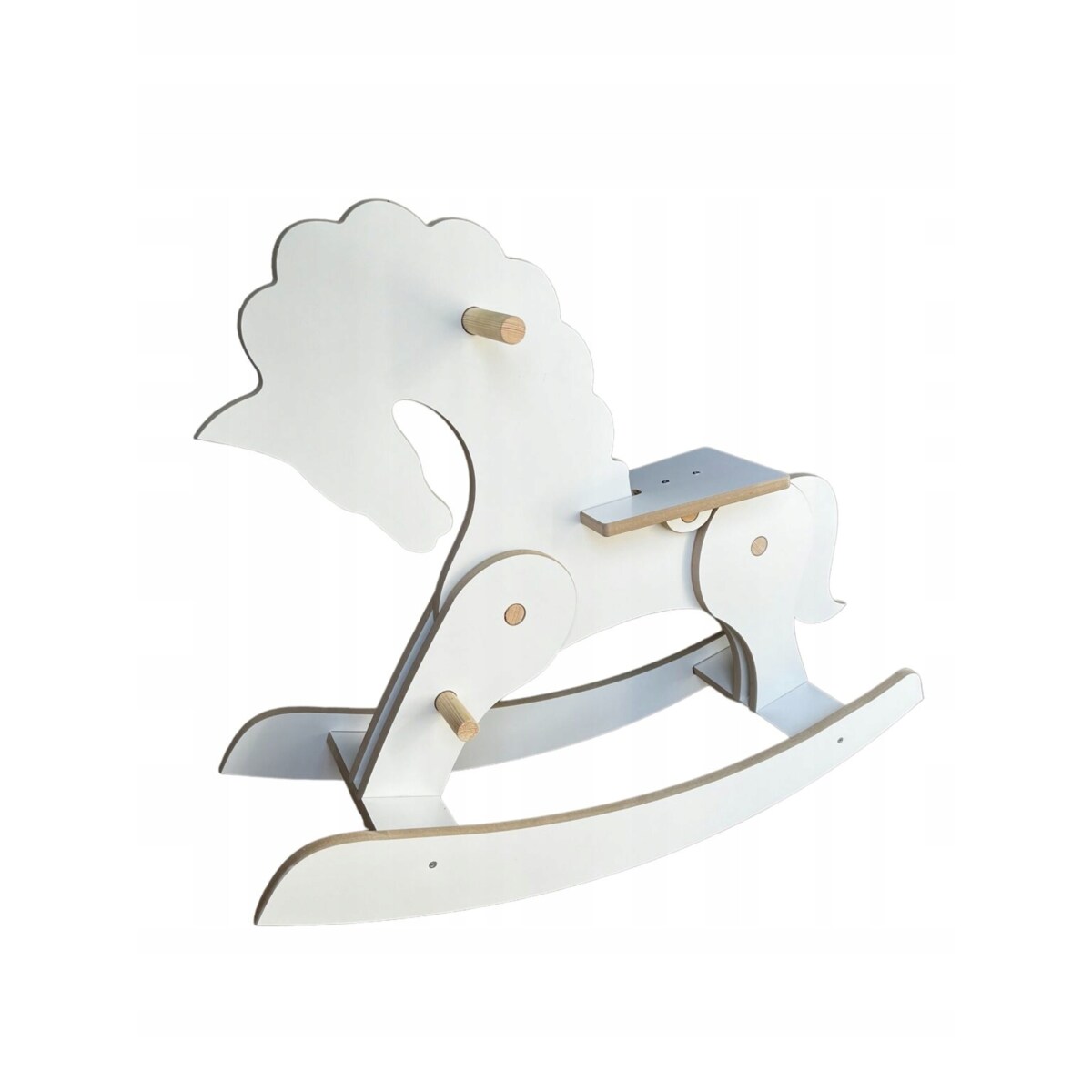 Konik Koń na Biegunach DREWNIANY CERTYFIKOWANY Biały bujak dla dzieci