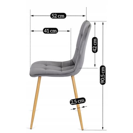 Krzesło Tapicerowane Welurowe Kuchenne Do Jadalni Salonu Szary FREDY