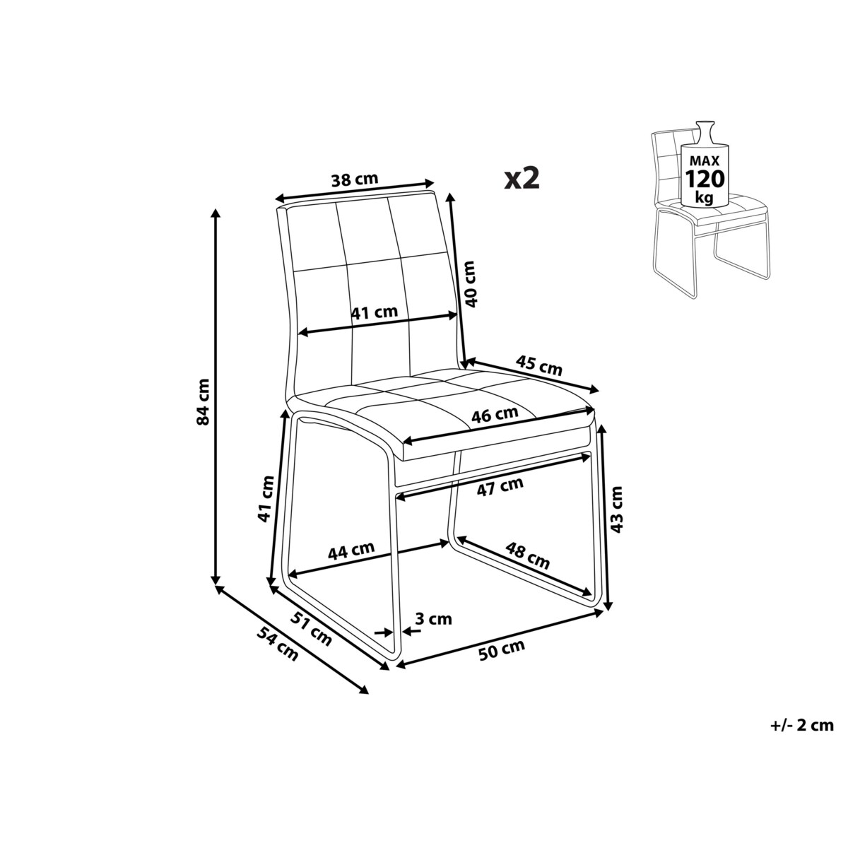 Zestaw 2 krzeseł do jadalni ekoskóra biały KIRON