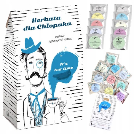 PREZENT UPOMINEK NA DZIEŃ CHŁOPAKA - ZESTAW MIX 10 HERBAT SYPANYCH PREMIUM - DLA FACETA MĘŻCZYZNY TATY BRATA KOLEGI WUJKA TEŚCIA