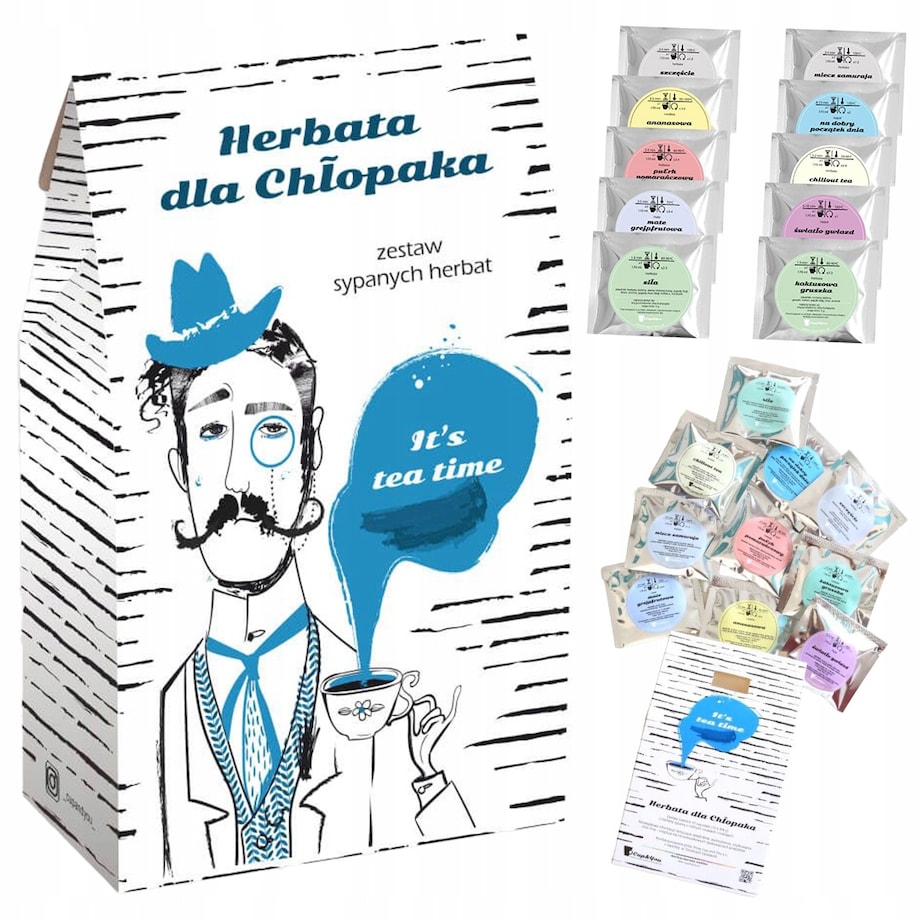 PREZENT UPOMINEK NA DZIEŃ CHŁOPAKA - ZESTAW MIX 10 HERBAT SYPANYCH PREMIUM - DLA FACETA MĘŻCZYZNY TATY BRATA KOLEGI WUJKA TEŚCIA