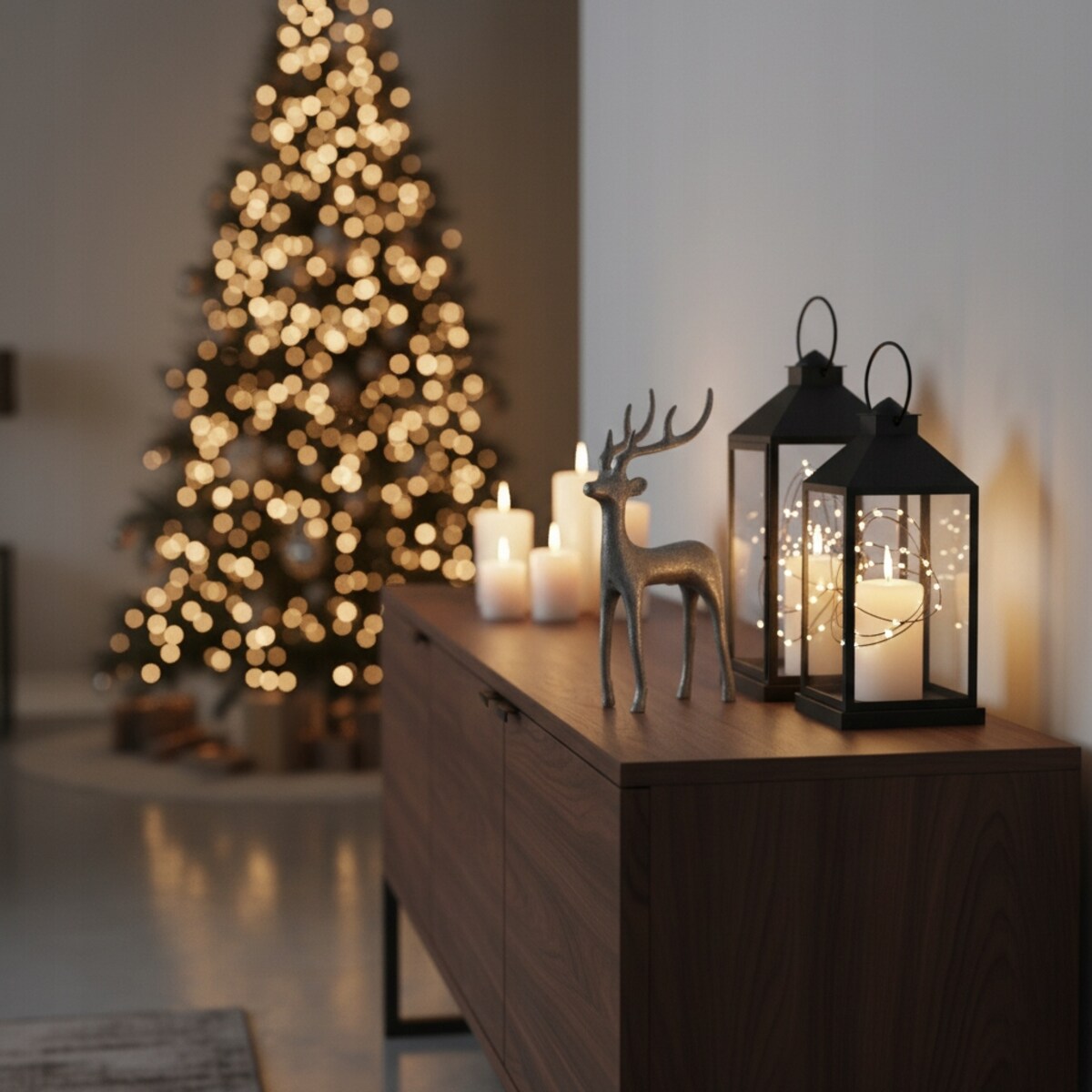 FIGURKA RENIFER JELEŃ SREBRNA 20cm LOFT METAL ŚWIĄTECZNA NA ŚWIĘTA PREZENT