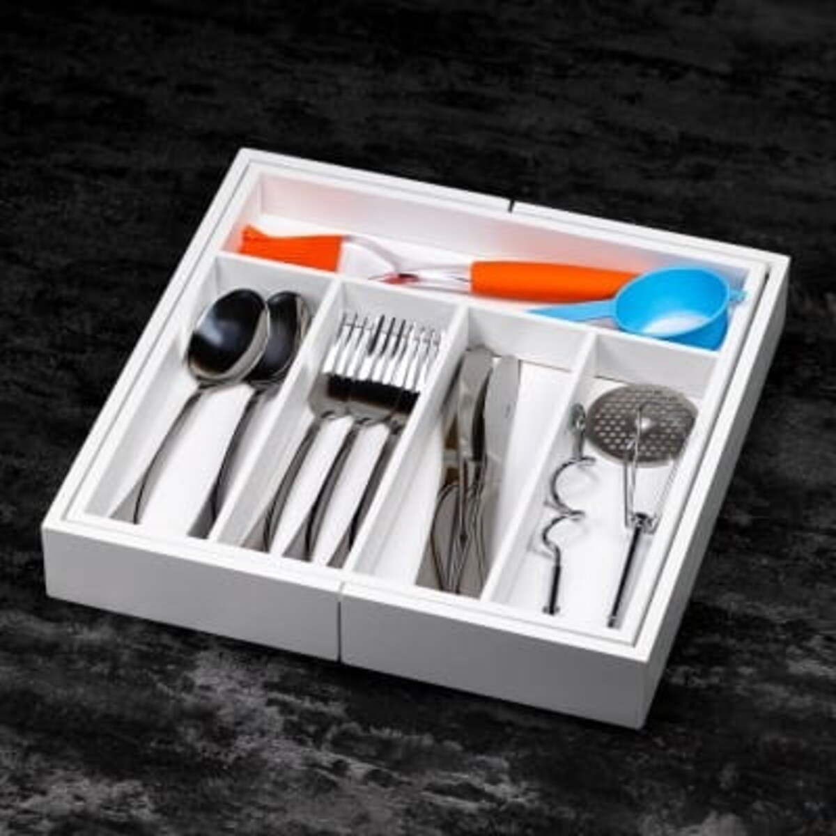 Wkład organizer do szuflady na sztućce rozsuwany 52/31x31cm biały KINGHOFF