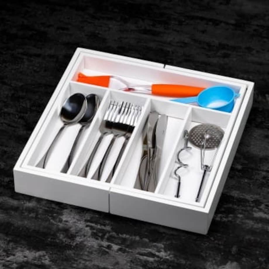 Wkład organizer do szuflady na sztućce rozsuwany 52/31x31cm biały KINGHOFF