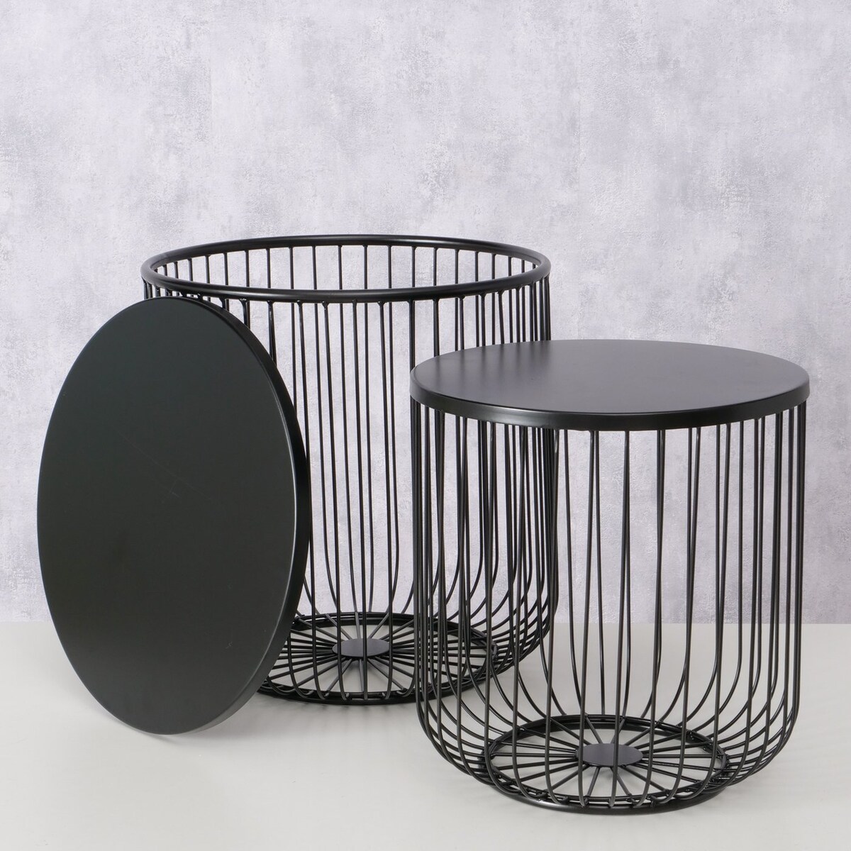 Zestaw dwóch stolików metalowych CINDY, 41 - 47 cm, kolor czarny