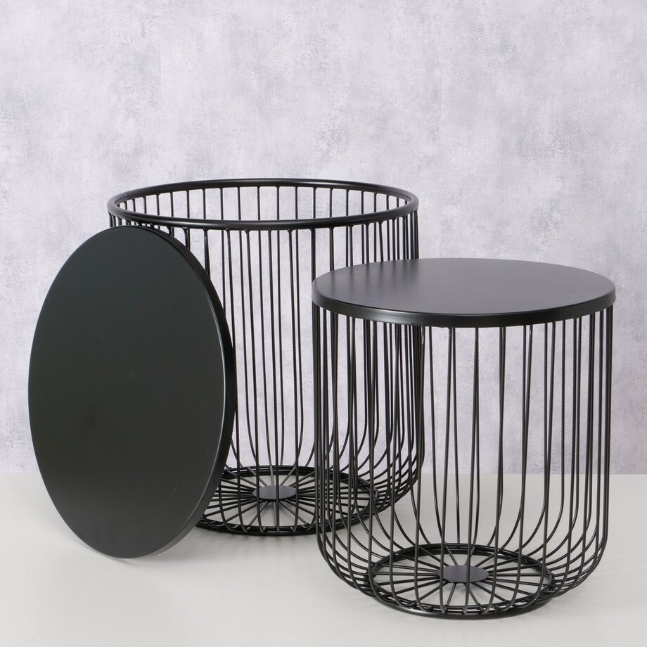 Zestaw dwóch stolików metalowych CINDY, 41 - 47 cm, kolor czarny