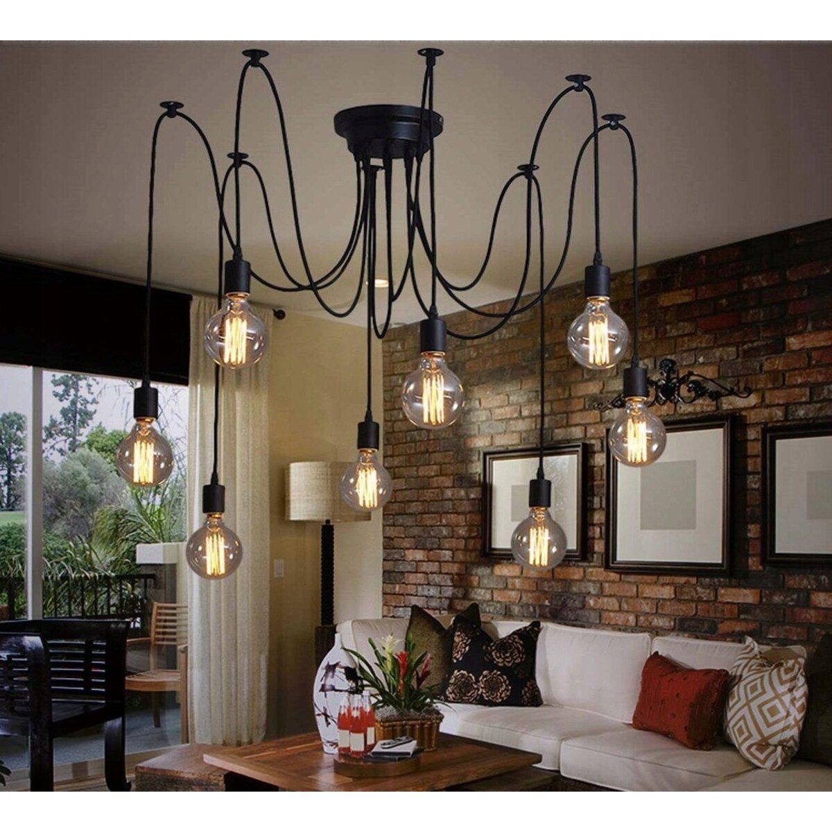 Lampa Sufitowa Wisząca Żyrandol Pająk 10 E27 Black
