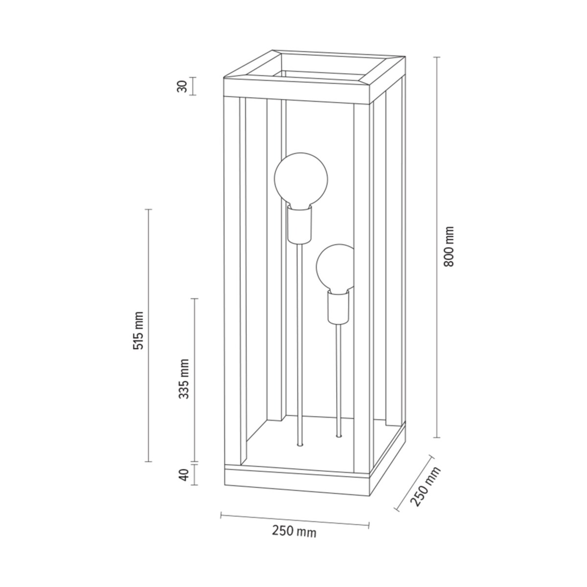 Podłogowa LAMPA drewniana KAGO 51518274 Spotlight prostokątna OPRAWA ekologiczna klatka stojąca dąb olejowany chrom