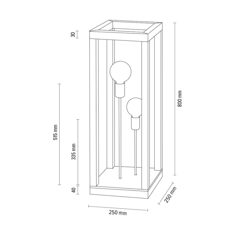 Podłogowa LAMPA drewniana KAGO 51518274 Spotlight prostokątna OPRAWA ekologiczna klatka stojąca dąb olejowany chrom