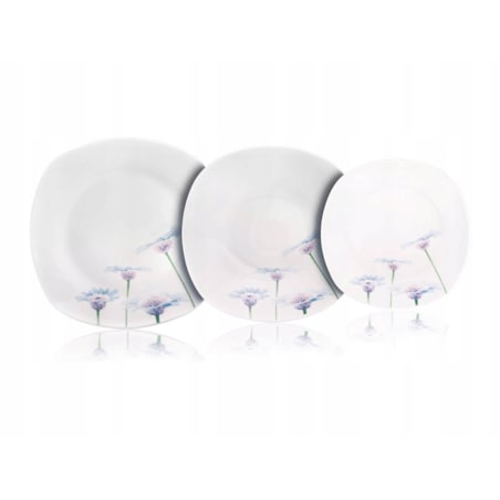 KOMPLET OBIADOWY 6 osób KWIATY talerze BANQUET kwadratowe HABRY na prezent