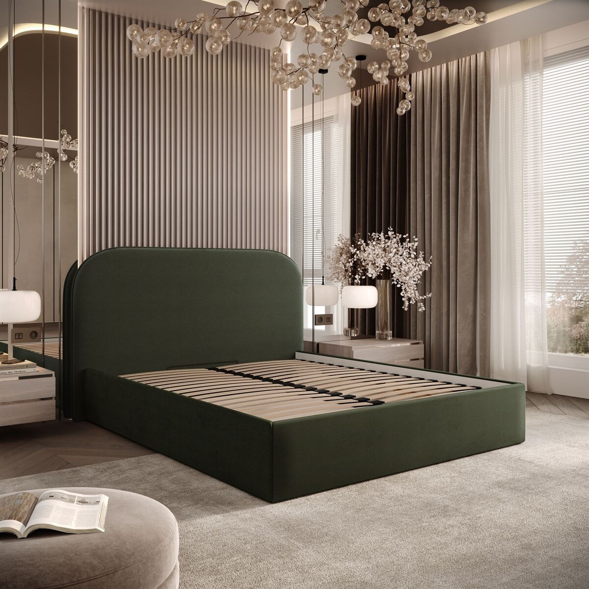 Łóżko tapicerowane OLIMPIA, pojemnik na pościel, s34, 120x200, Castel 39