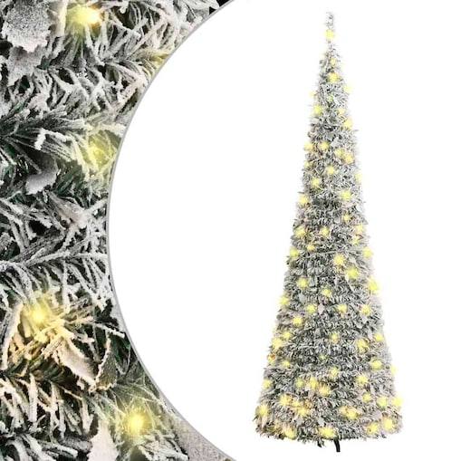 vidaXL Sztuczna choinka typu pop-up, ośnieżona, 200 LED, 210 cm