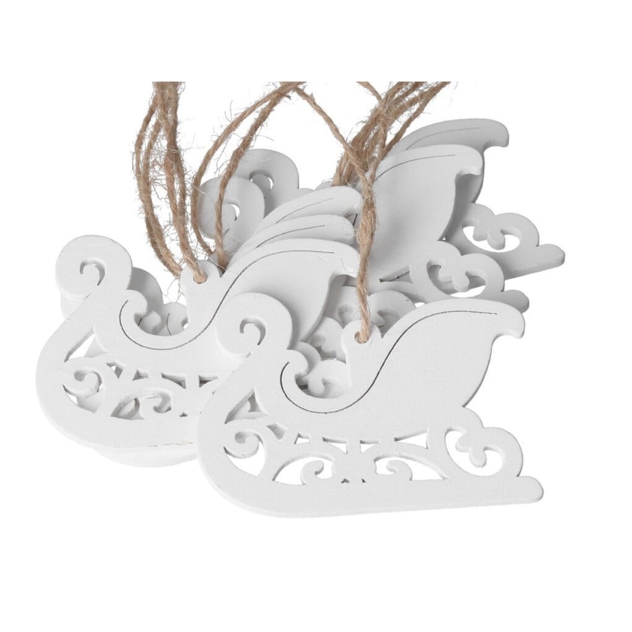 Bombki Na Choinkę Drewniane Ozdoba Stroik 6Szt Sanie