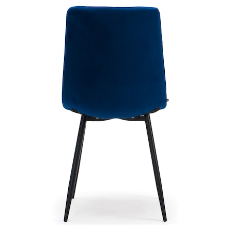 Krzesło tapicerowane pikowane welurowe do salonu jadalni PARMA granatowa