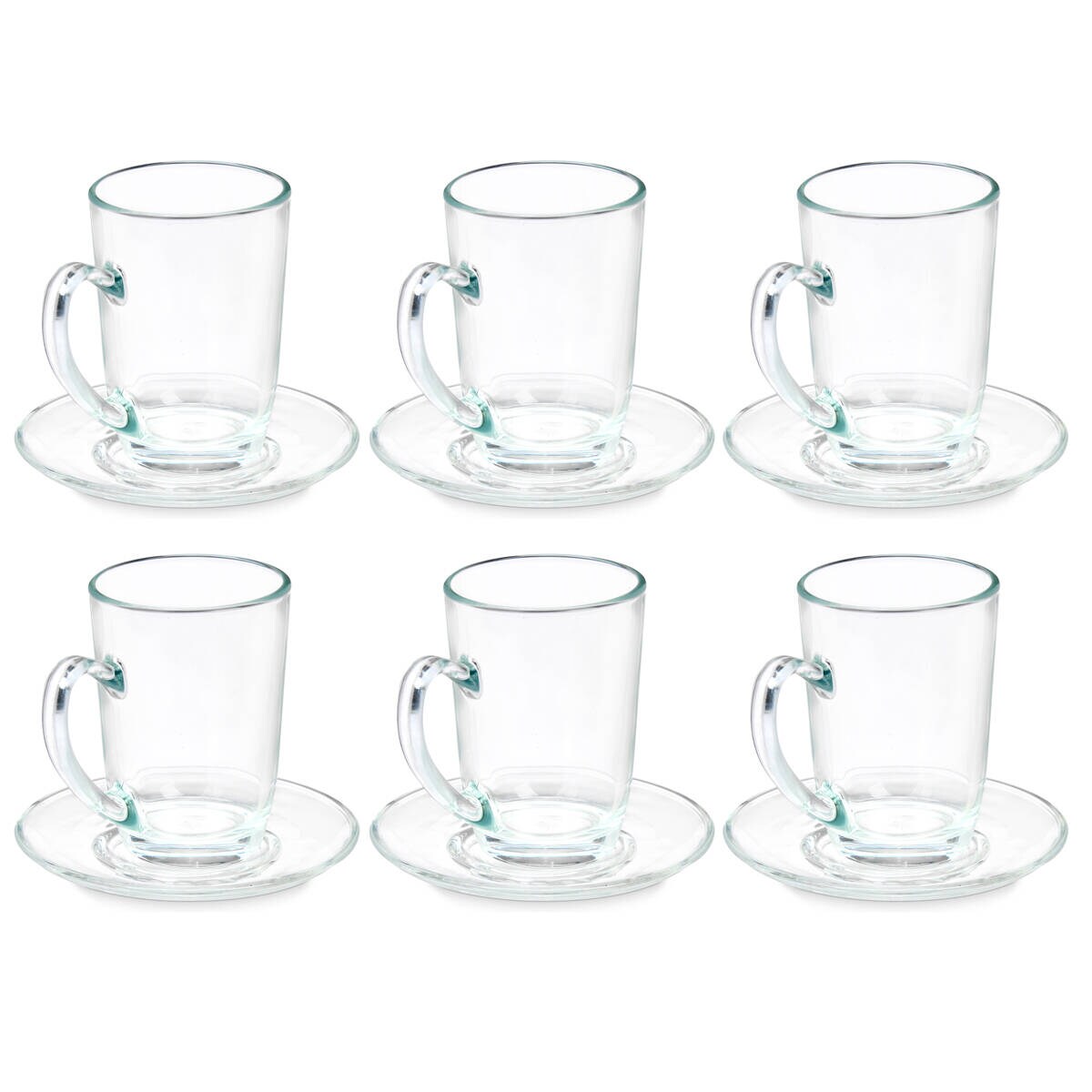 Szklane filiżanki do kawy cappuccino ze spodkami, 6 sztuk, 200 ml