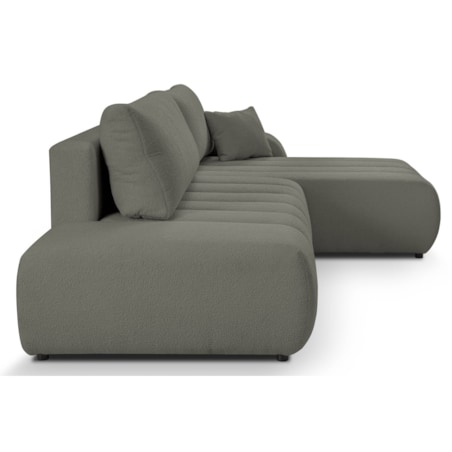 Narożnik z funkcją spania ALOO, prawostronny, tkanina boucle-szara