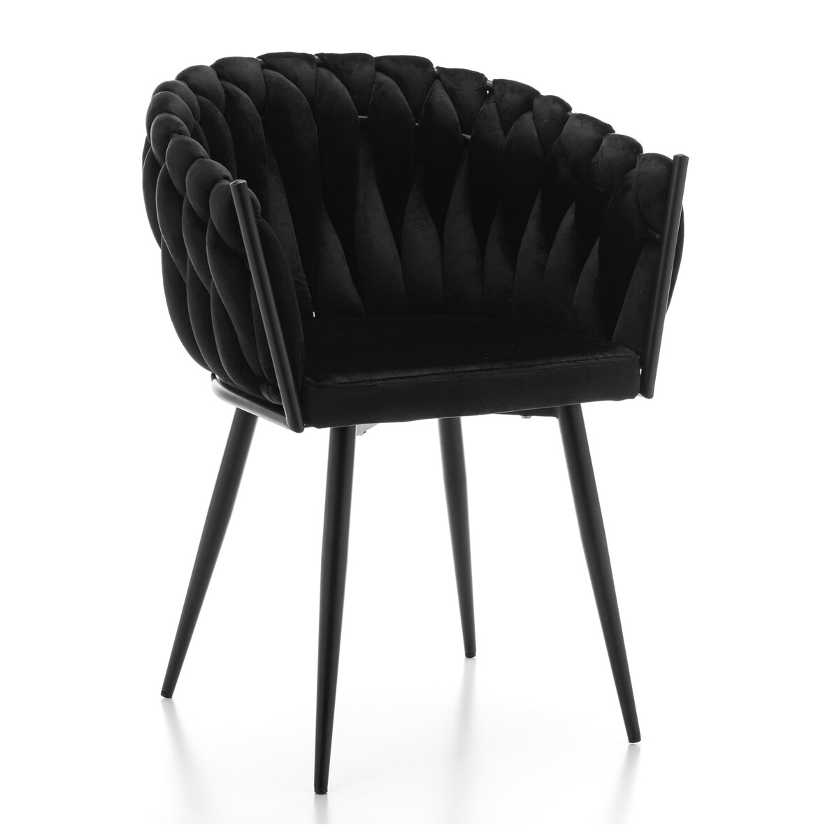 Krzesło tapicerowane plecione glamour salon welurowe LATINA czarna