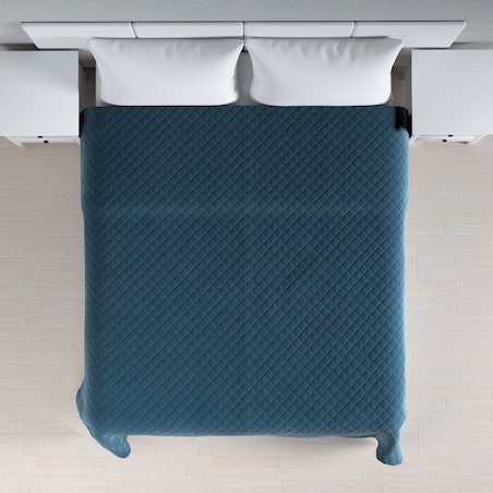 Narzuta pikowana w romby 260x210 pruski błękit