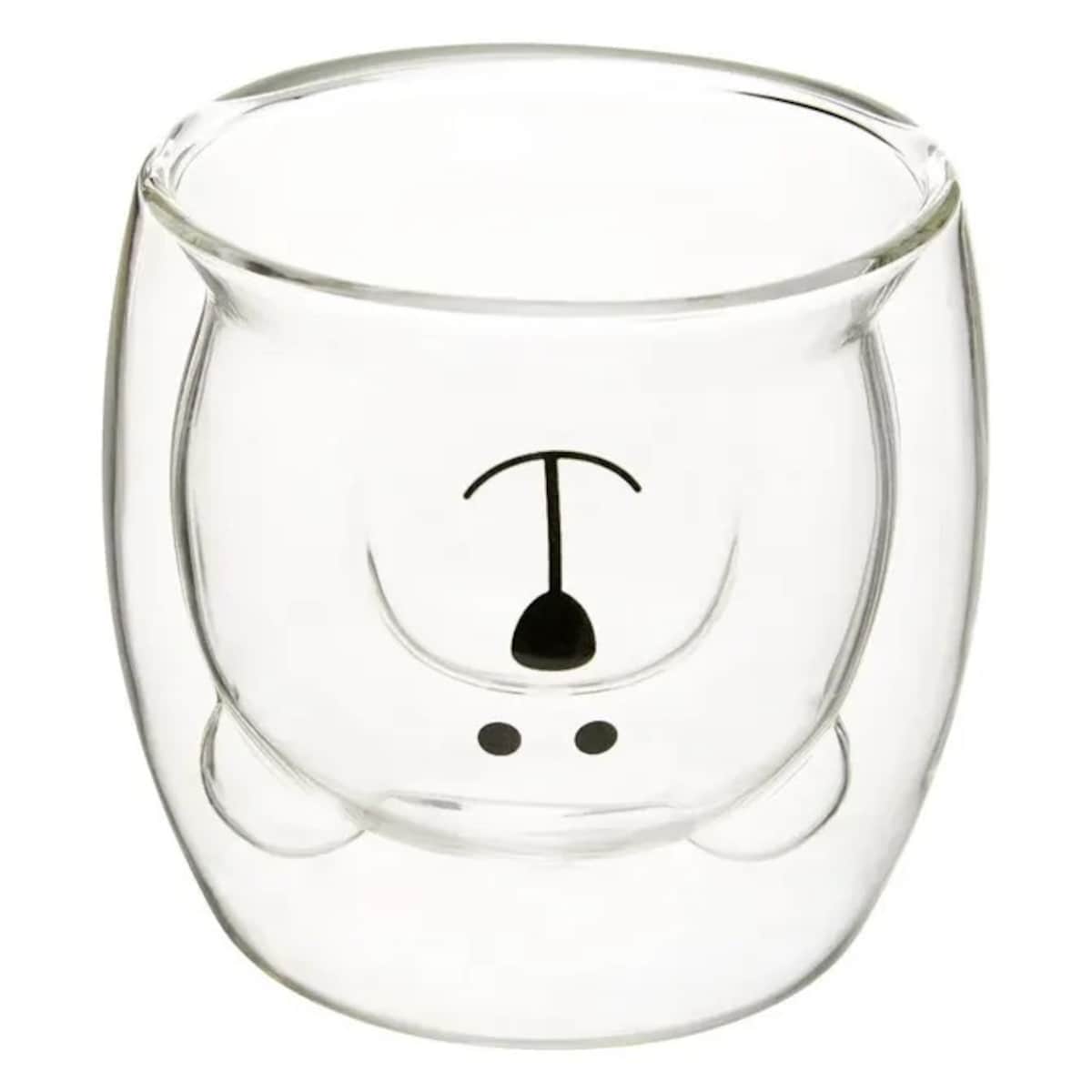 Komplet 2 szklanych kubków z kotkiem i misiem, 250 ml