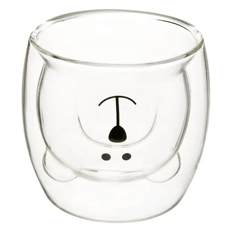 Komplet 2 szklanych kubków z kotkiem i misiem, 250 ml