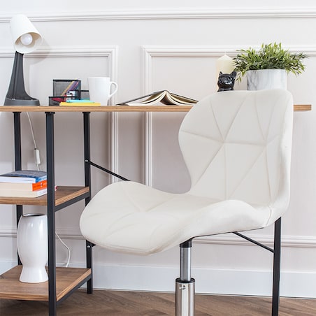 Krzesło biurowe fotel obrotowy regulowany welurowy beż