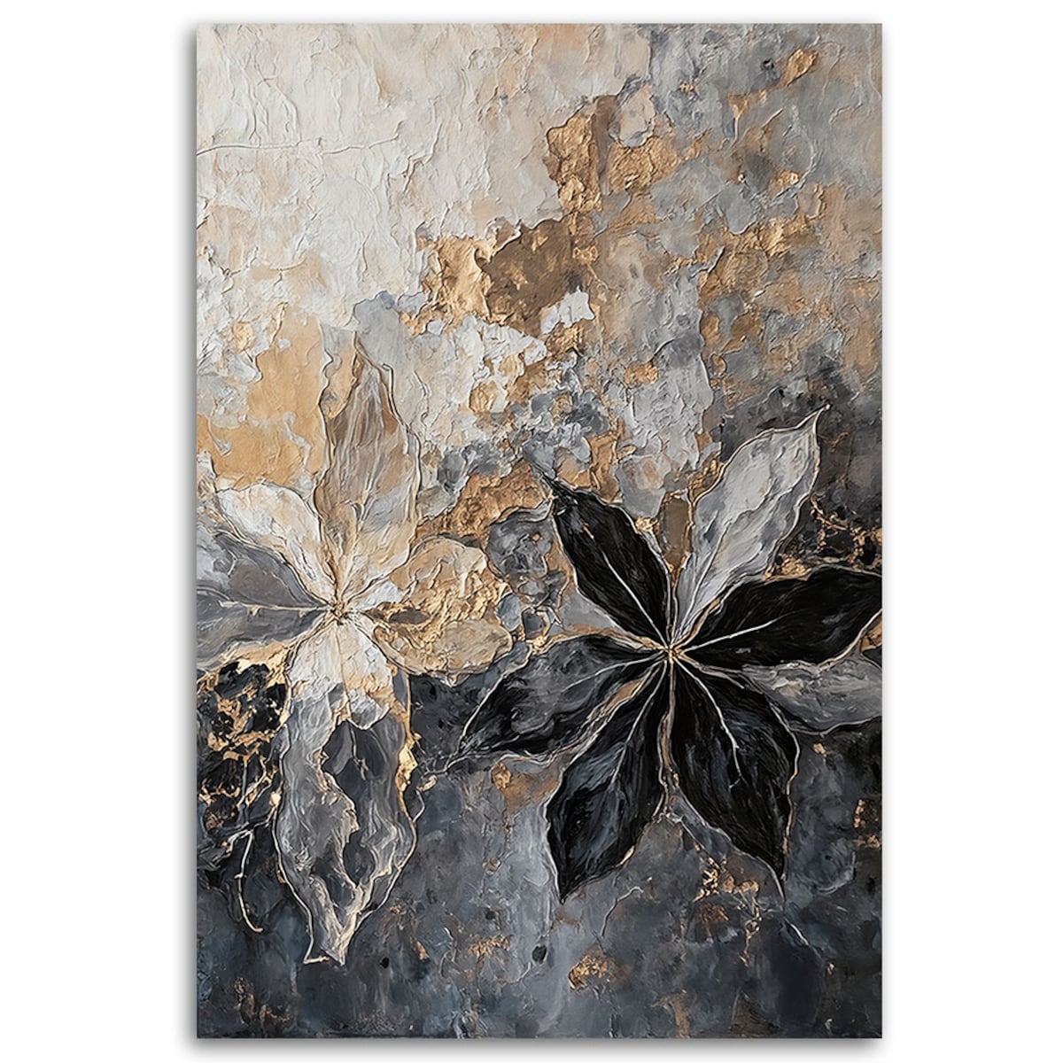Obraz do salonu do sypialni Liście Abstrakcja Tekstura Złoty 70x100