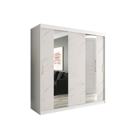 Szafa przesuwna Garderoba MARMUR POLE 200 gł. 62 biały