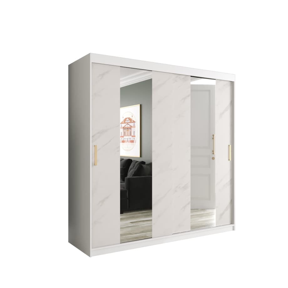 Szafa przesuwna Garderoba MARMUR POLE 200 gł. 62 biały