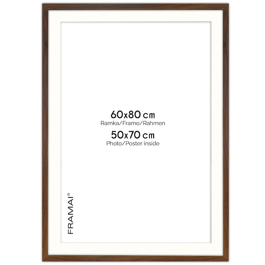 Ramka na zdjęcia z passe partout ramka 60x80 cm z okienkiem passe partout na zdjęcie 50x70 cm kolor brązowy FRAMAI®