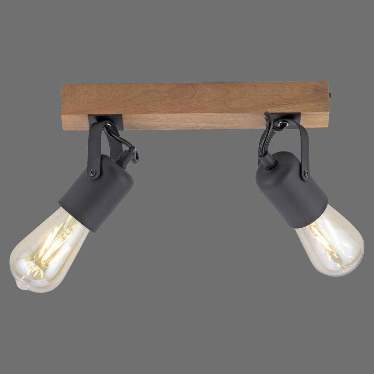 2-punktowa lampa sufitowa Canop kierunkowa czarna drewno