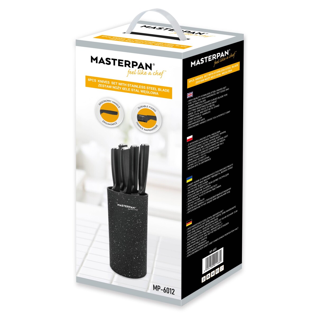 Zestaw Komplet Noży Kuchennych Marmurkowe W Bloku 6 El. Ostre Premium