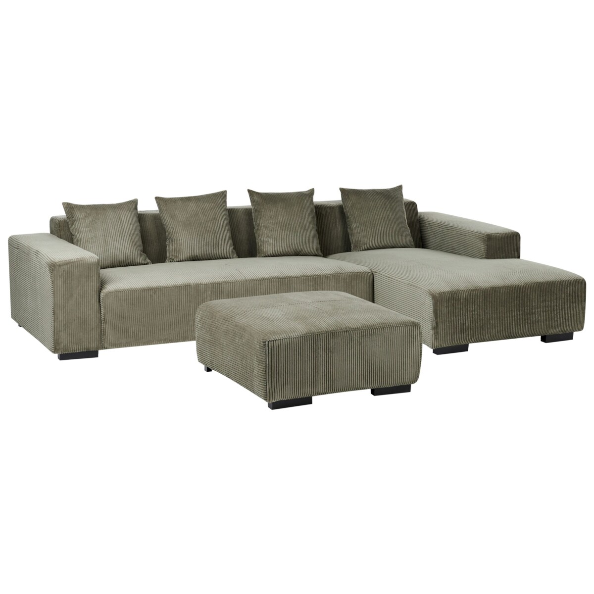 Sofa narożna z otomaną LUNGO Sztruks Zielony Lewostronny