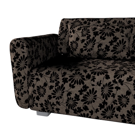Pokrowiec na sofę 2-osobową Mysinge, czarne kwiaty na brązowym tle, sofa Mysinge 2-os., Living II